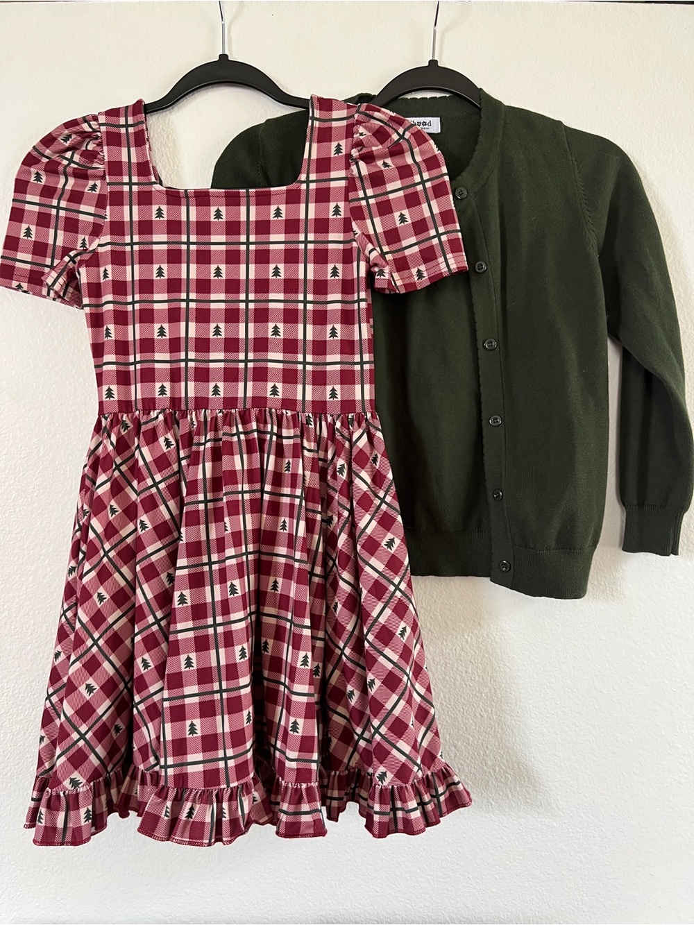 Tree Farm Mod Twirl + Forest Green Cardigan